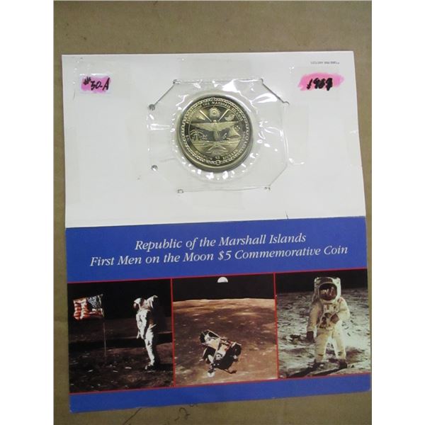 1969 APPOLLO 11 ASTRONAUT MOON WALK PROOF $5 COMMEMORATIVE COIN