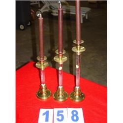 (3) CANDLESTICKS WITH CANDLES
