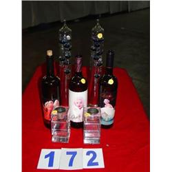 BOX LOT OF MARILYN MONROE WINE BOTTLES, ETC.