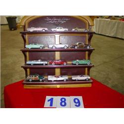 MODEL CAR DISPLAY AND CARS WITH BOOK