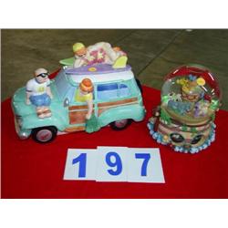 SURFER BOY COOKIE JAR & NOAH'S ARK WATER GLOBE