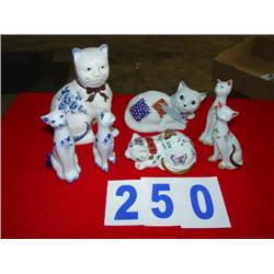 MISC. BOX OF ORIENTAL CAT FIGURINES