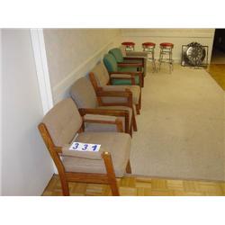 (6) ARM CHAIRS AND (3) STOOLS