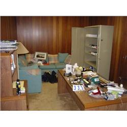 FURNITURE IN EXECUTIVE OFFICE, SECTIONAL COUCH, FILE CABINET, CHAIR AND TRASH CAN, ETC.