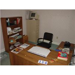 OFFICE DESK, CHAIR, FILE CABINET & COMPUTER
