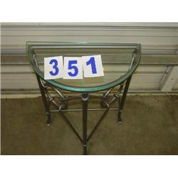 METAL SOFA TABLE W/ GLASS TOP
