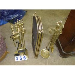 (2) FIREPLACE SETS AND SCREEN