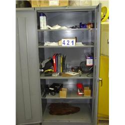 METAL CABINET AND CONTENTS