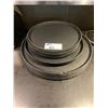 Image 1 : STACK OF 21 ASSORTED SIZED BLACK COMMERCIAL SERVING TRAYS