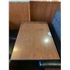 Image 2 : DARK WOODEN APPROX. 42"W X 28"D X 29"H METAL BASE RESTAURANT TABLE