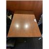 Image 2 : DARK WOODEN APPROX. 42"W X 28"D X 29"H METAL BASE RESTAURANT TABLE