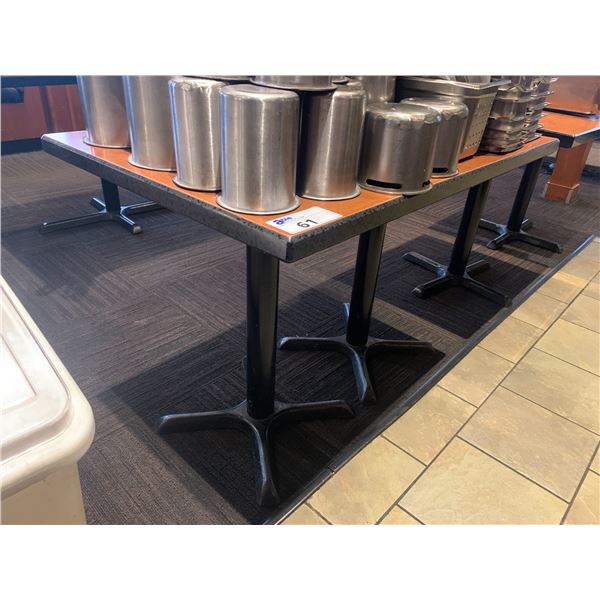 DARK WOODEN APPROX. 42"W X 28"D X 29"H METAL BASE RESTAURANT TABLE *CONTENTS NOT INCLUDED*