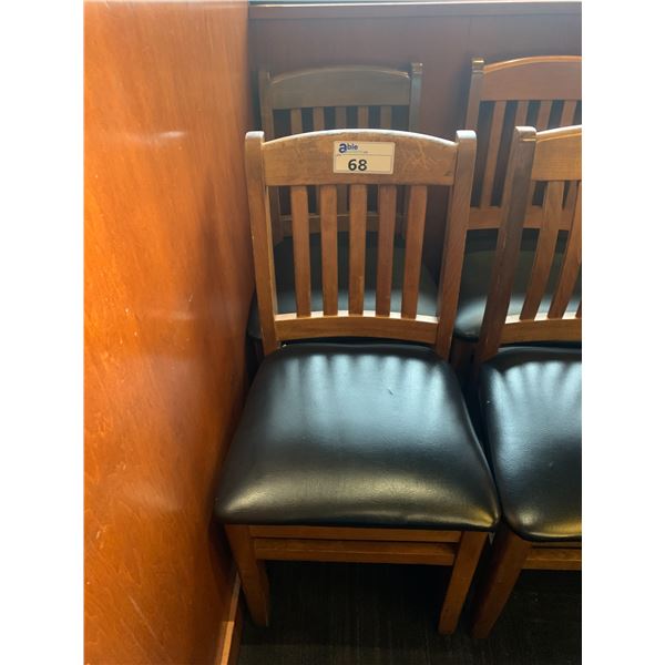 PAIR OF DARK WOOD & BLACK RESTAURANT DINING CHAIRS