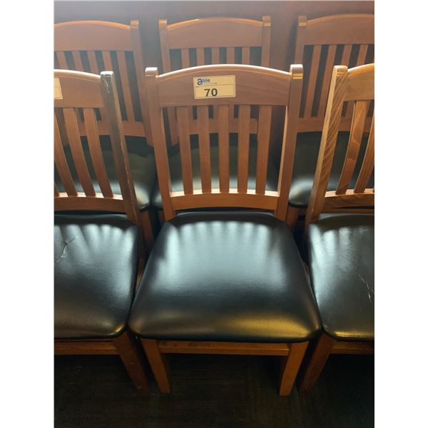 PAIR OF DARK WOOD & BLACK RESTAURANT DINING CHAIRS