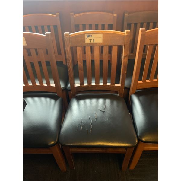 PAIR OF DARK WOOD & BLACK RESTAURANT DINING CHAIRS