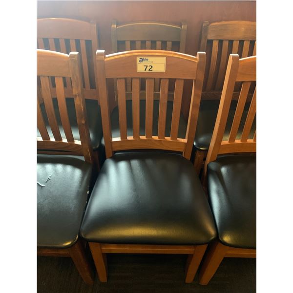 PAIR OF DARK WOOD & BLACK RESTAURANT DINING CHAIRS