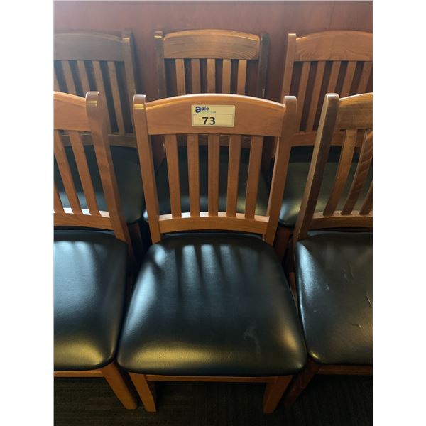 PAIR OF DARK WOOD & BLACK RESTAURANT DINING CHAIRS