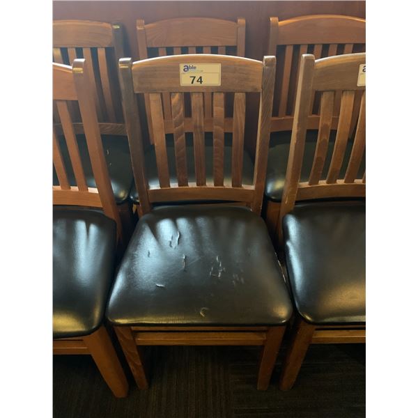 PAIR OF DARK WOOD & BLACK RESTAURANT DINING CHAIRS