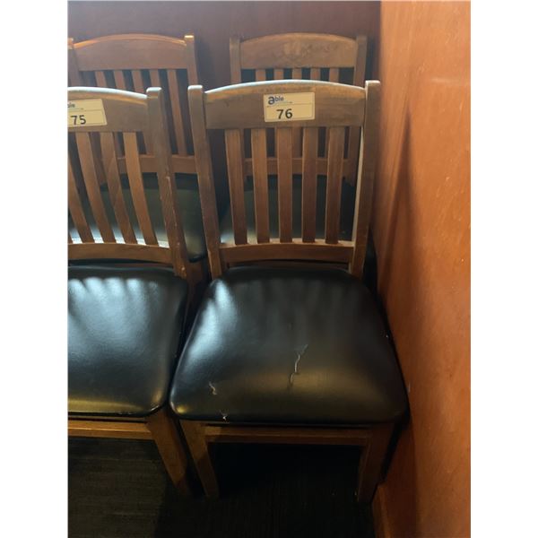 PAIR OF DARK WOOD & BLACK RESTAURANT DINING CHAIRS