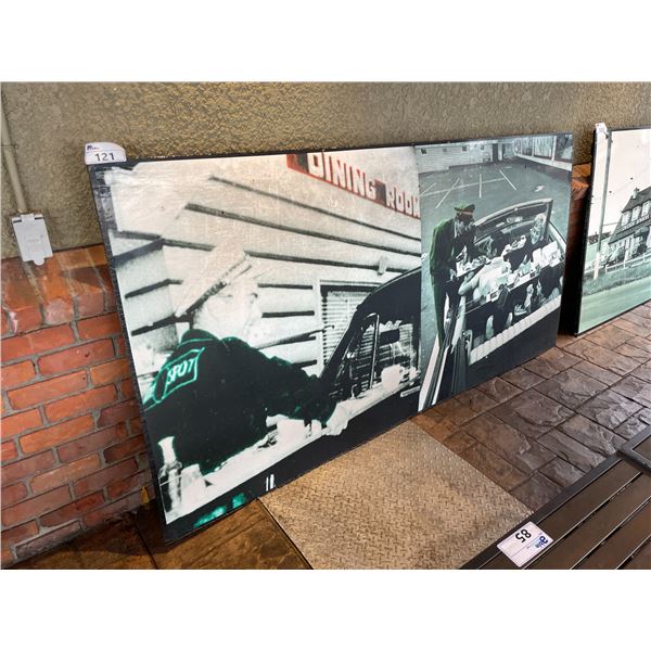 LARGE VINTAGE 96"W X 49"H COMMERCIAL RESTAURANT NOSTALGIA ARTWORK