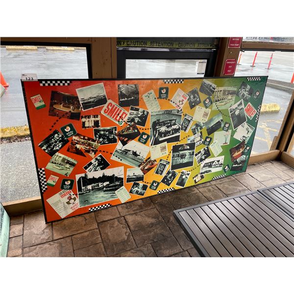 LARGE VINTAGE 96"W X 49"H COMMERCIAL RESTAURANT NOSTALGIA ARTWORK