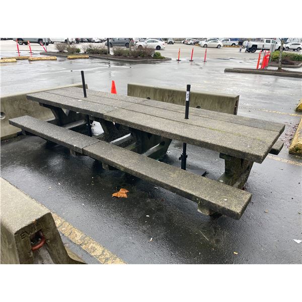 2 LARGE CONCRETE 6' OUTDOOR PATIO PICKNICK TABLES WITH UMBRELLA HOLES