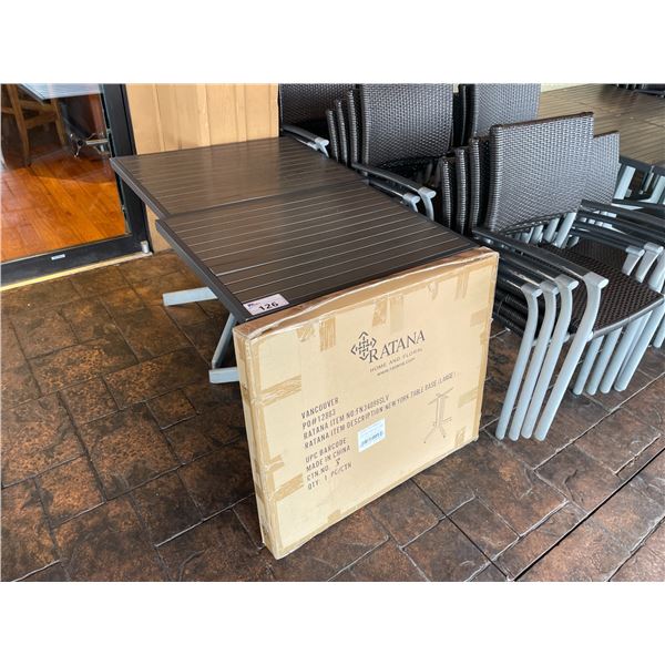 2 RATANA 32"W X 24"D X 28"H COMMERCIAL OUTDOOR PATIO TABLES & BOX OF PARTS *SOME DAMAGE*