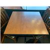 Image 2 : DARK WOODEN APPROX. 26"W X 28"D X 29"H METAL BASE RESTAURANT TABLE