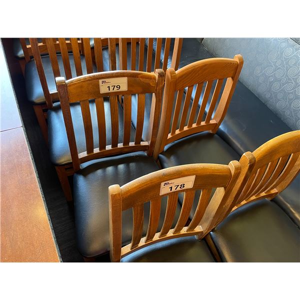 PAIR OF DARK WOOD & BLACK RESTAURANT DINING CHAIRS