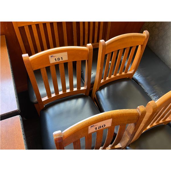 PAIR OF DARK WOOD & BLACK RESTAURANT DINING CHAIRS