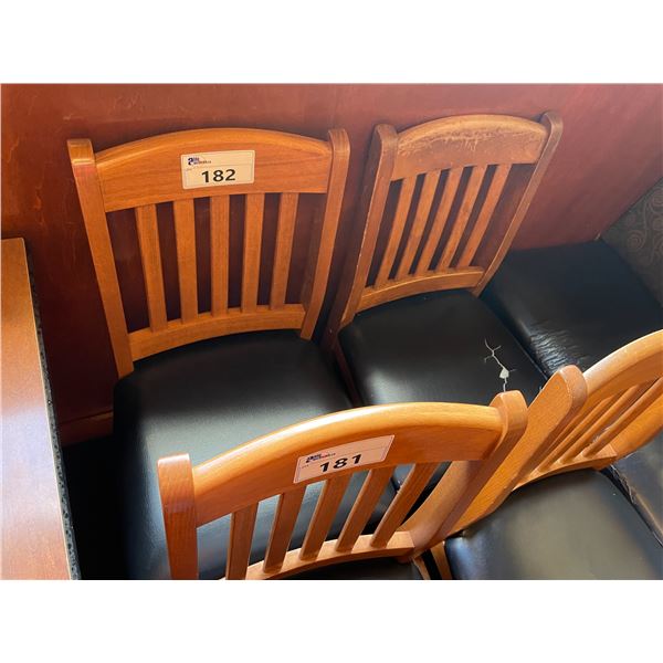 PAIR OF DARK WOOD & BLACK RESTAURANT DINING CHAIRS