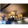 Image 2 : APPROX. 7 BRUSHED NICKEL / FABRIC SHADE 4 HEAD HANGING LIGHTING CHANDELIERS