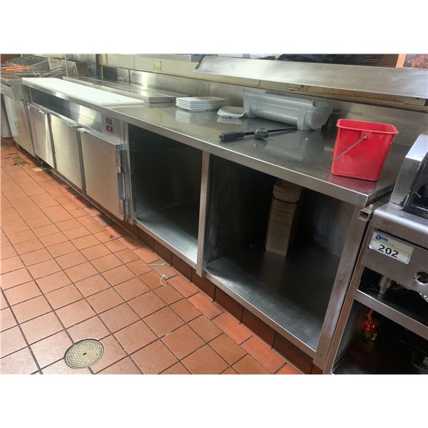 STAINLESS STEEL COMMERCIAL 3 DOOR REFRIGERATED SALAD/SANDWICH PREPARATION STAND