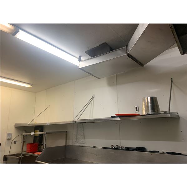 PAIR OF STAINLESS STEEL COMMERCIAL WALL SHELVES APPROX. 13'W X 21"D
