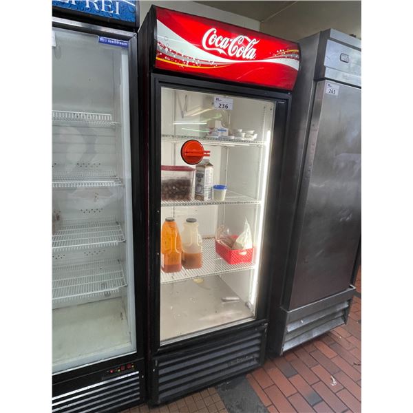 TRUE GDM-26 SINGLE DOOR COMMERCIAL GLASS FRONT BEVERAGE COOLER *HANDLE NEEDS REPAIRS*