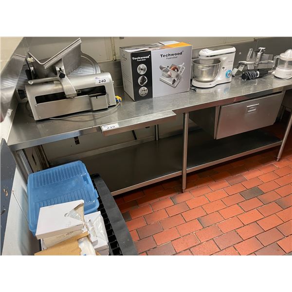 TERMINAL STAINLESS STEEL COMMERCIAL CORNER WORK STATION WITH 2 BAY SINK & SINGLE DRAWER 95"W
