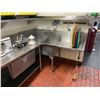 Image 2 : TERMINAL STAINLESS STEEL COMMERCIAL CORNER WORK STATION WITH 2 BAY SINK & SINGLE DRAWER 95"W