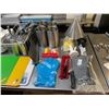 Image 2 : ASSORTED CUTTING BOARDS, WHITE COMMERCIAL DISHWARE, WINE BOTTLE CHILLERS, SCOOPS, & KITCHEN TOOLS