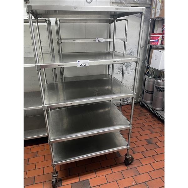 5 TIER STAINLESS STEEL 36"W X 24"D X 69"H MOBILE COMMERCIAL EQUIPMENT RACK