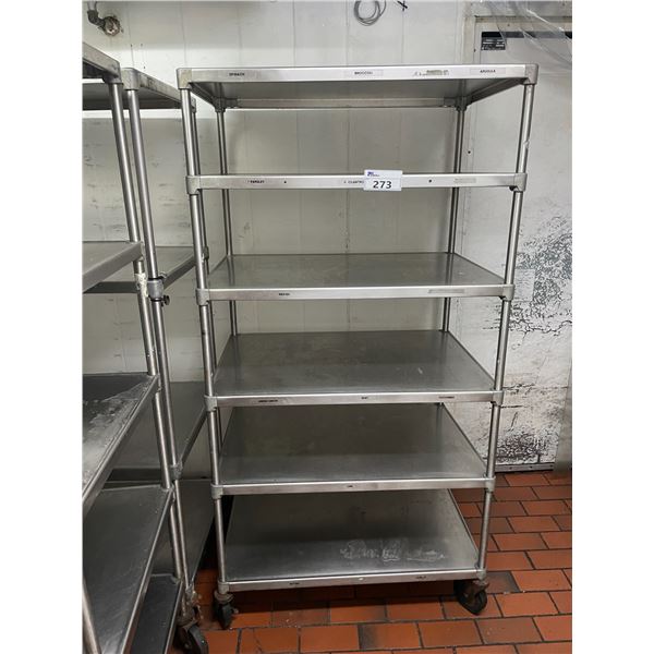 5 TIER STAINLESS STEEL 36"W X 24"D X 69"H MOBILE COMMERCIAL EQUIPMENT RACK