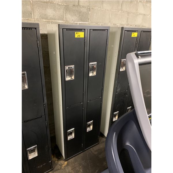 BLACK/GREY 4 DOOR COMMERCIAL LOCKER APPROX. 6'H X 15"D X 2'W