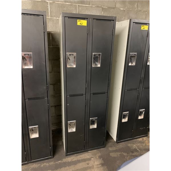 BLACK/GREY 4 DOOR COMMERCIAL LOCKER APPROX. 6'H X 15"D X 2'W