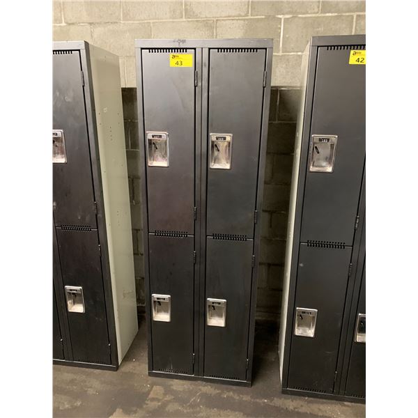 BLACK/GREY 4 DOOR COMMERCIAL LOCKER APPROX. 6'H X 15 D X 2'W