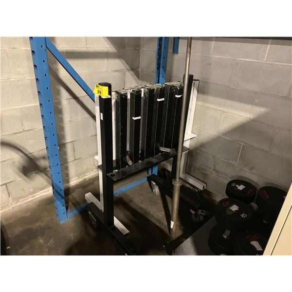 PAIR OF MOBILE COMMERCIAL WEIGHT RACKS APPROX. 42"H X 38"W