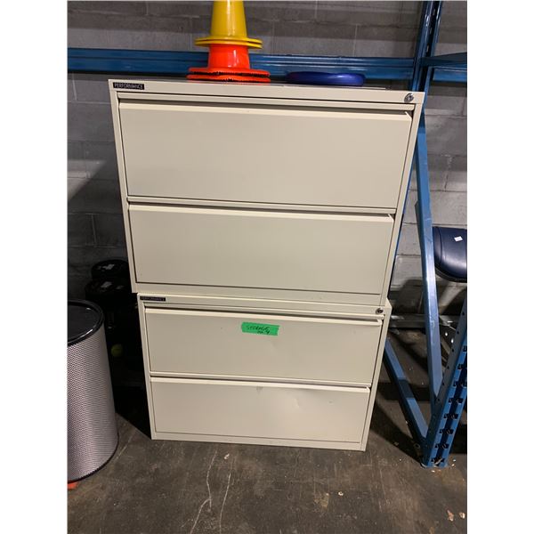 2 TAN PERFORMANCE 2 DRAWER CABINETS APPROX W36"XH24"