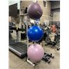 Image 1 : WHITE 3 STATION COMMERCIAL METAL EXERCISE BALL RACK WITH 3 VARIOUS SIZE COMMERCIAL EXERCISE BALLS