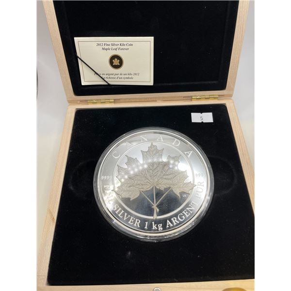 2012 Maple Leaf Forever 1 Kilogram 999 Silver Coin