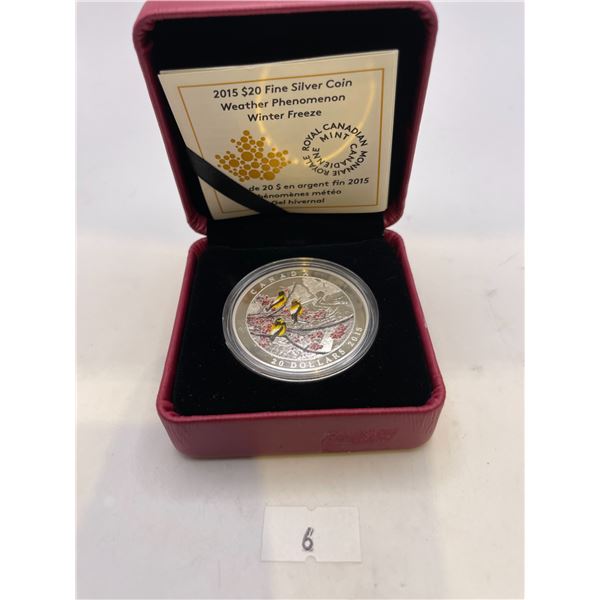 2015 Royal Canadian Mint $20 Weather Phenomenon Winter Freeze 31.39g 999 Silver