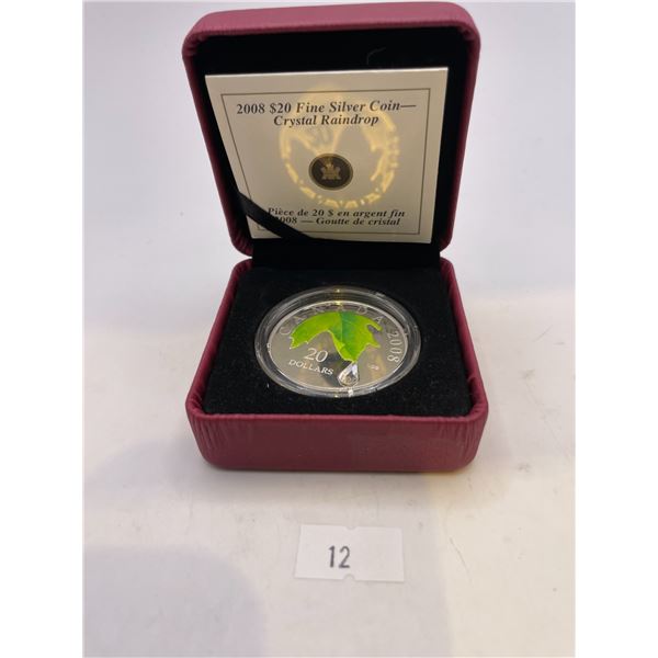 2008 Royal Canadian Mint $20 Crystal Raindrop 31.39g 999 Silver