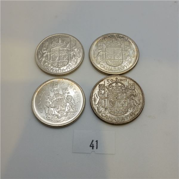 4 50 Cent Pieces 80% Silver